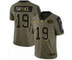 San Francisco 49ers #19 Deebo Samuel 2021 Olive Camo Salute To Service Golden Limited Stitched Football Jersey