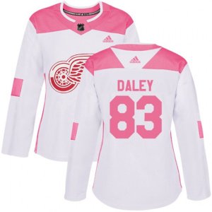 Women\'s Detroit Red Wings #83 Trevor Daley Authentic White Pink Fashion NHL Jersey