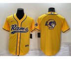 Los Angeles Rams Yellow Team Big Logo With Patch Cool Base Stitched Baseball Jersey