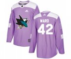Adidas San Jose Sharks #42 Joel Ward Authentic Purple Fights Cancer Practice NHL Jersey