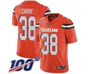 Cleveland Browns #38 T. J. Carrie Orange Alternate Vapor Untouchable Limited Player 100th Season Football Jersey
