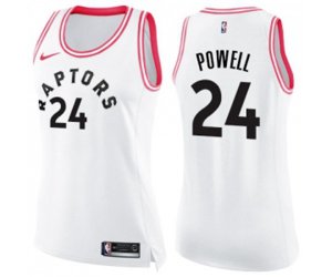 Women\'s Toronto Raptors #24 Norman Powell Swingman White Pink Fashion Basketball Jersey