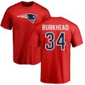 New England Patriots #34 Rex Burkhead Red Name & Number Logo T-Shirt
