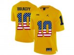2016 US Flag Fashion-2016 Men's Jordan Brand Michigan Wolverines Tom Brady #10 College Football Limited Jersey - Yellow