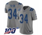 Indianapolis Colts #34 Rock Ya-Sin Limited Gray Inverted Legend 100th Season Football Jersey