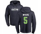 Seattle Seahawks #5 Jason Myers Navy Blue Name & Number Logo Pullover Hoodie
