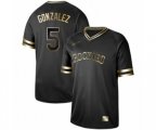 Colorado Rockies #5 Carlos Gonzalez Authentic Black Gold Fashion Baseball Jersey