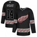 Detroit Red Wings #14 Gustav Nyquist Authentic Black Team Logo Fashion NHL Jersey