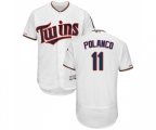Minnesota Twins #11 Jorge Polanco White Home Flex Base Authentic Collection Baseball Jersey