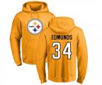 Pittsburgh Steelers #34 Terrell Edmunds Gold Name & Number Logo Pullover Hoodie