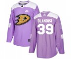 Anaheim Ducks #39 Joseph Blandisi Authentic Purple Fights Cancer Practice Hockey Jersey