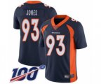 Denver Broncos #93 Dre'Mont Jones Navy Blue Alternate Vapor Untouchable Limited Player 100th Season Football Jersey