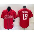 San Francisco 49ers #19 Deebo Samuel Red Stitched Cool Base Nike Baseball Jersey