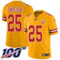 Kansas City Chiefs #25 Clyde Edwards-Helaire Gold Stitched Limited Inverted Legend 100th Season Jersey