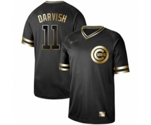 Chicago Cubs #11 Yu Darvish Authentic Black Gold Fashion Baseball Jersey