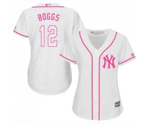 Women\'s New York Yankees #12 Wade Boggs Authentic White Fashion Cool Base Baseball Jersey