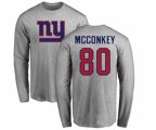 New York Giants #80 Phil McConkey Ash Name & Number Logo Long Sleeve T-Shirt