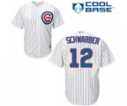 Chicago Cubs #12 Kyle Schwarber Replica White Home Cool Base Baseball Jersey