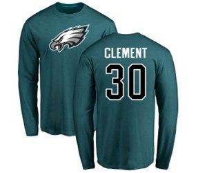 Philadelphia Eagles #30 Corey Clement Green Name & Number Logo Long Sleeve T-Shirt