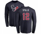 Houston Texans #12 Kenny Stills Navy Blue Name & Number Logo Long Sleeve T-Shirt