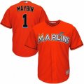 Miami Marlins #1 Cameron Maybin Authentic Orange Alternate 1 Cool Base MLB Jersey