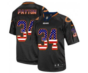 Chicago Bears #34 Walter Payton Elite Black USA Flag Fashion Football Jersey