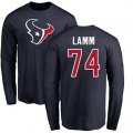 Houston Texans #74 Kendall Lamm Navy Blue Name & Number Logo Long Sleeve T-Shirt