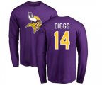 Minnesota Vikings #14 Stefon Diggs Purple Name & Number Logo Long Sleeve T-Shirt