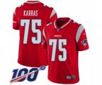 New England Patriots #75 Ted Karras Limited Red Inverted Legend 100th Season Football Jersey