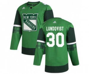 New York Rangers #30 Henrik Lundqvist 2020 St. Patrick\'s Day Stitched Hockey Jersey Green