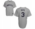 New York Yankees #3 Babe Ruth Authentic Grey Throwback Baseball Jersey