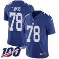 New York Giants #78 Andrew Thomas Royal Blue Team Color Stitched NFL 100th Season Vapor Untouchable Limited Jersey