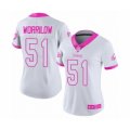 Women Philadelphia Eagles #51 Paul Worrilow Limited White Pink Rush Fashion Football Jersey