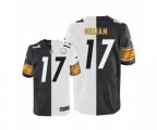 Pittsburgh Steelers #17 Joe Gilliam Elite Black White Split Fashion Football Jersey