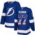 Tampa Bay Lightning #77 Victor Hedman Authentic Blue USA Flag Fashion NHL Jersey