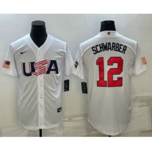 USA Baseball #12 Kyle Schwarber 2023 White World Baseball Classic Stitched Jersey