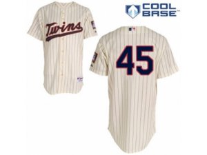 Minnesota Twins #45 Phil Hughes Replica Cream Alternate Cool Base MLB Jersey