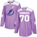 Tampa Bay Lightning #70 Louis Domingue Authentic Purple Fights Cancer Practice NHL Jersey