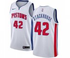 Detroit Pistons #42 Jerry Stackhouse Authentic White Home Basketball Jersey - Association Edition