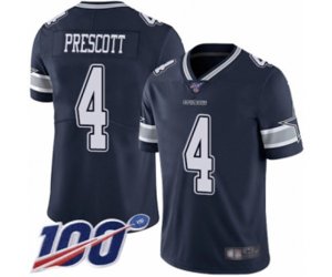 Dallas Cowboys #4 Dak Prescott Navy Blue Team Color Vapor Untouchable Limited Player 100th Season Football Jersey