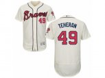 Atlanta Braves #49 Julio Teheran Cream Flexbase Authentic Collection MLB Jersey