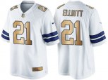 Dallas Cowboys #21 Ezekiel Elliott White 2016 Christmas Gold NFL Game Edition Jersey