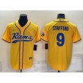 Los Angeles Rams #9 Matthew Stafford Yellow Cool Base Stitched Baseball Jersey