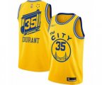 Golden State Warriors #35 Kevin Durant Authentic Gold Hardwood Classics Basketball Jersey - The City Classic Edition