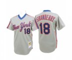 New York Mets #18 Darryl Strawberry Replica Grey Throwback Baseball Jersey