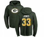 Green Bay Packers #33 Aaron Jones Green Name & Number Logo Pullover Hoodie