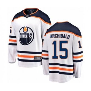 Edmonton Oilers #15 Josh Archibald Authentic White Away Fanatics Branded Breakaway Hockey Jersey