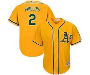 Oakland Athletics #2 Tony Phillips Replica Gold Alternate 2 Cool Base Baseball Jersey