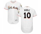Miami Marlins #10 JT Riddle White Home Flex Base Authentic Collection Baseball Jersey