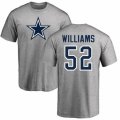 Dallas Cowboys #52 Connor Williams Ash Name & Number Logo T-Shirt